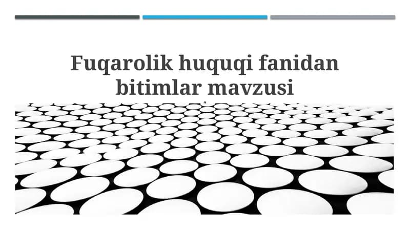 Fuqarolik huquqi fanidan bitimlar mavzusi
