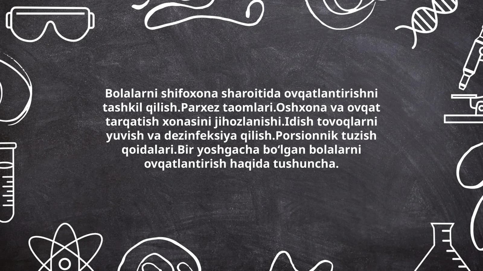 Bolalarni shifoxona sharoitida ovqatlantirishni tashkil qilish