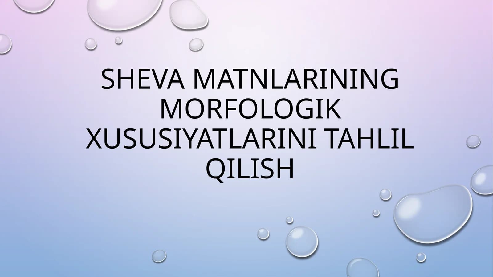 Sheva matnlarining morfologik xususiyatlarini tahlil qilish