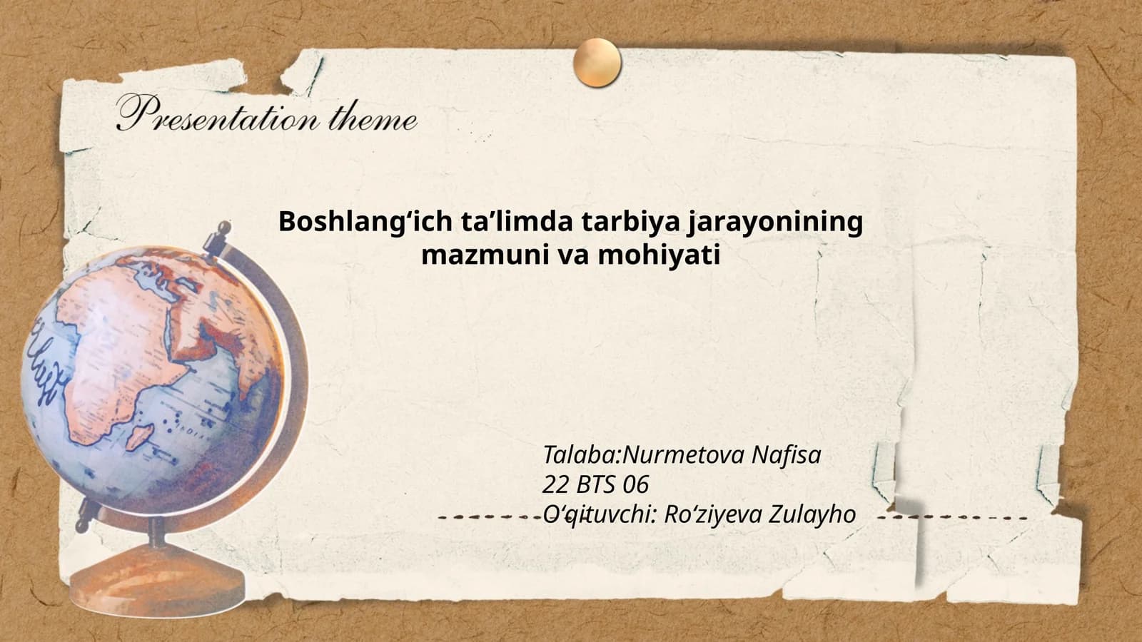 Boshlangʻich taʼlimda tarbiya jarayonining mazmuni va mohiyati