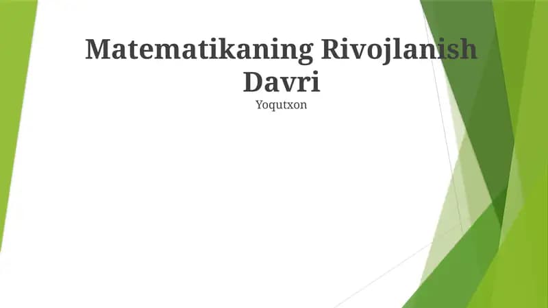 Matematikaning Rivojlanish Davri