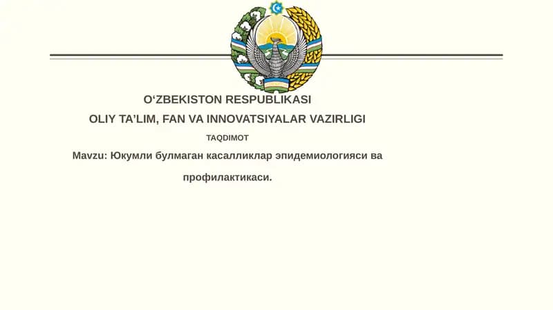 Noyob yuqumli bo'lmagan kasalliklar epidemiologiyasi va profilaktikasi