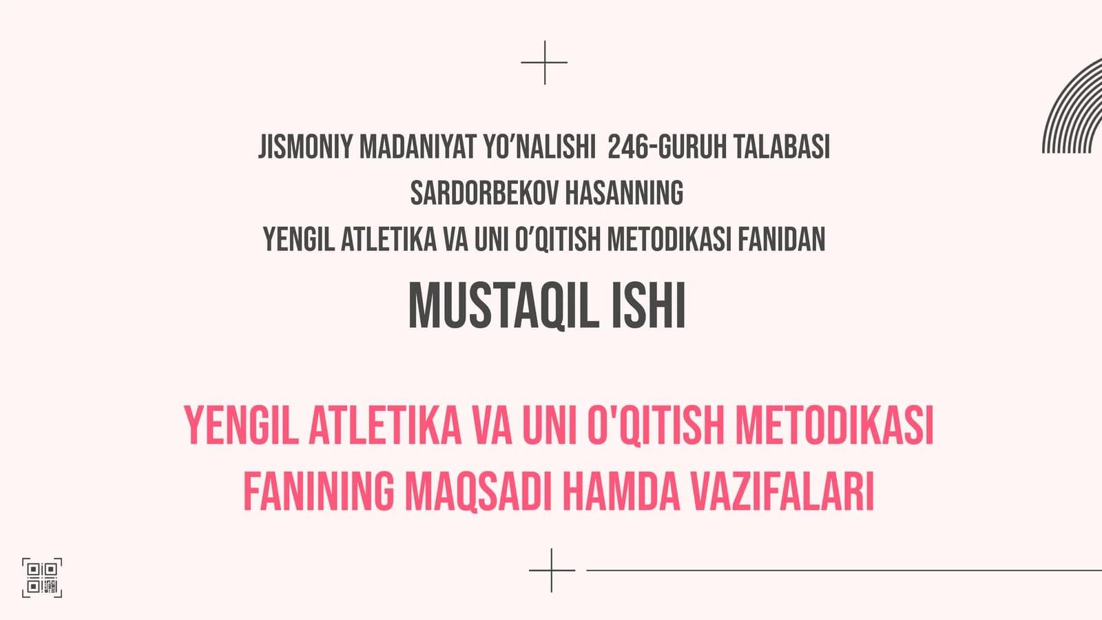 Yengil atletika va uni o'qitish metodikasi