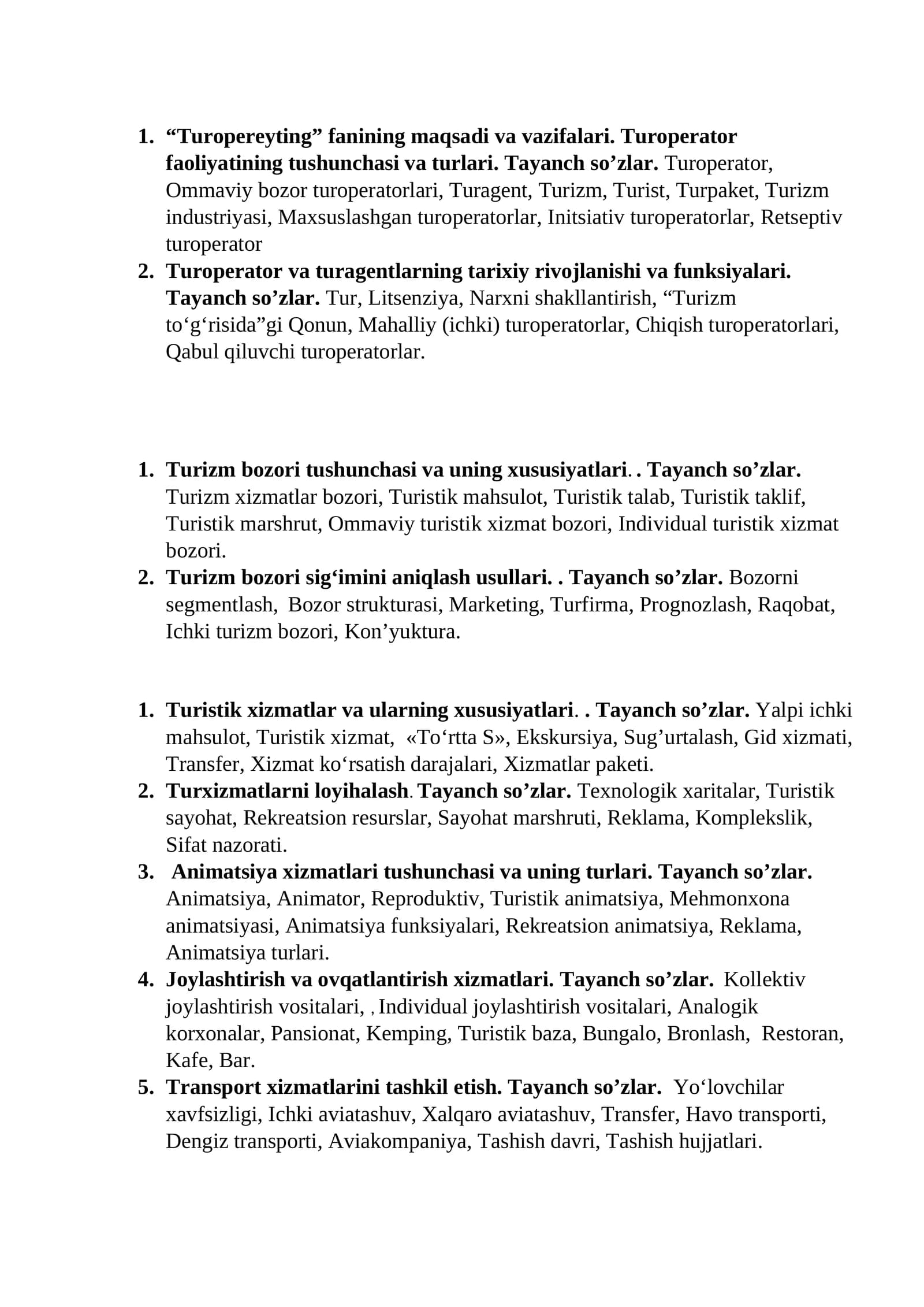 Turizm bozori tushunchasi va uning xususiyatlari