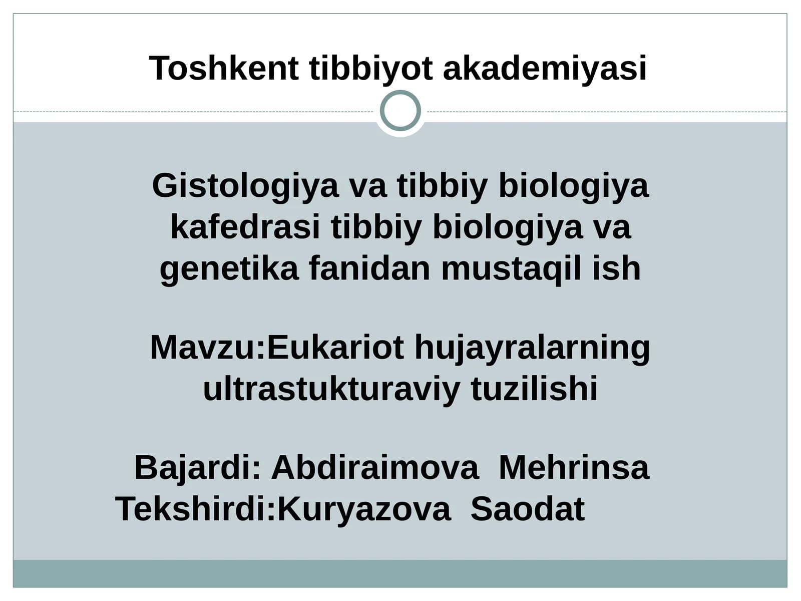 Eukariot hujayralarning ultrastukturaviy tuzilishi