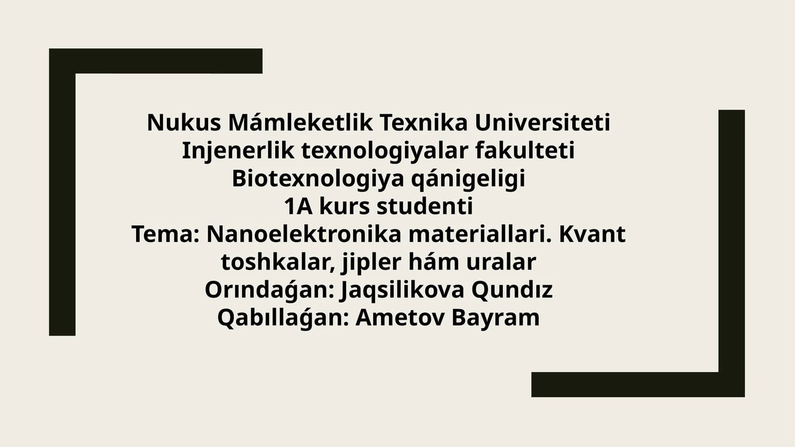 Nanoelektronika materiallari. Kvant toshkalar, jipler hámuralar