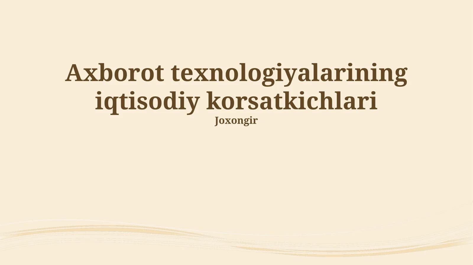 Axborot texnologiyalarining iqtisodiy korsatkichlari