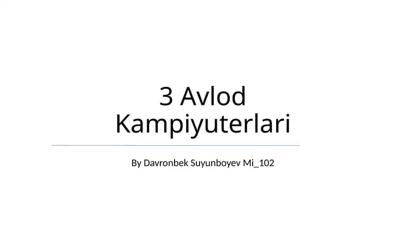 3 Avlod Kampiyuterlari