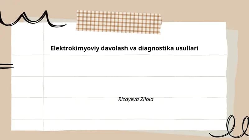 Elektrokimyoviy davolash va diagnostika usullari