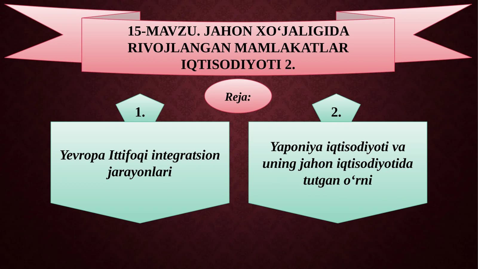 Jahon xo‘jaligida rivojlangan mamlakatlar iqtisodiyoti