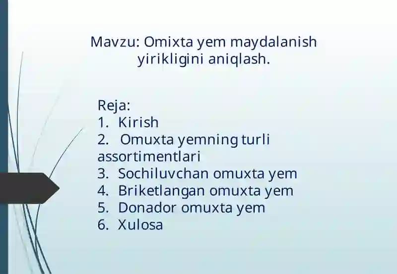 Omixta yem maydalanish yirikligini aniqlash