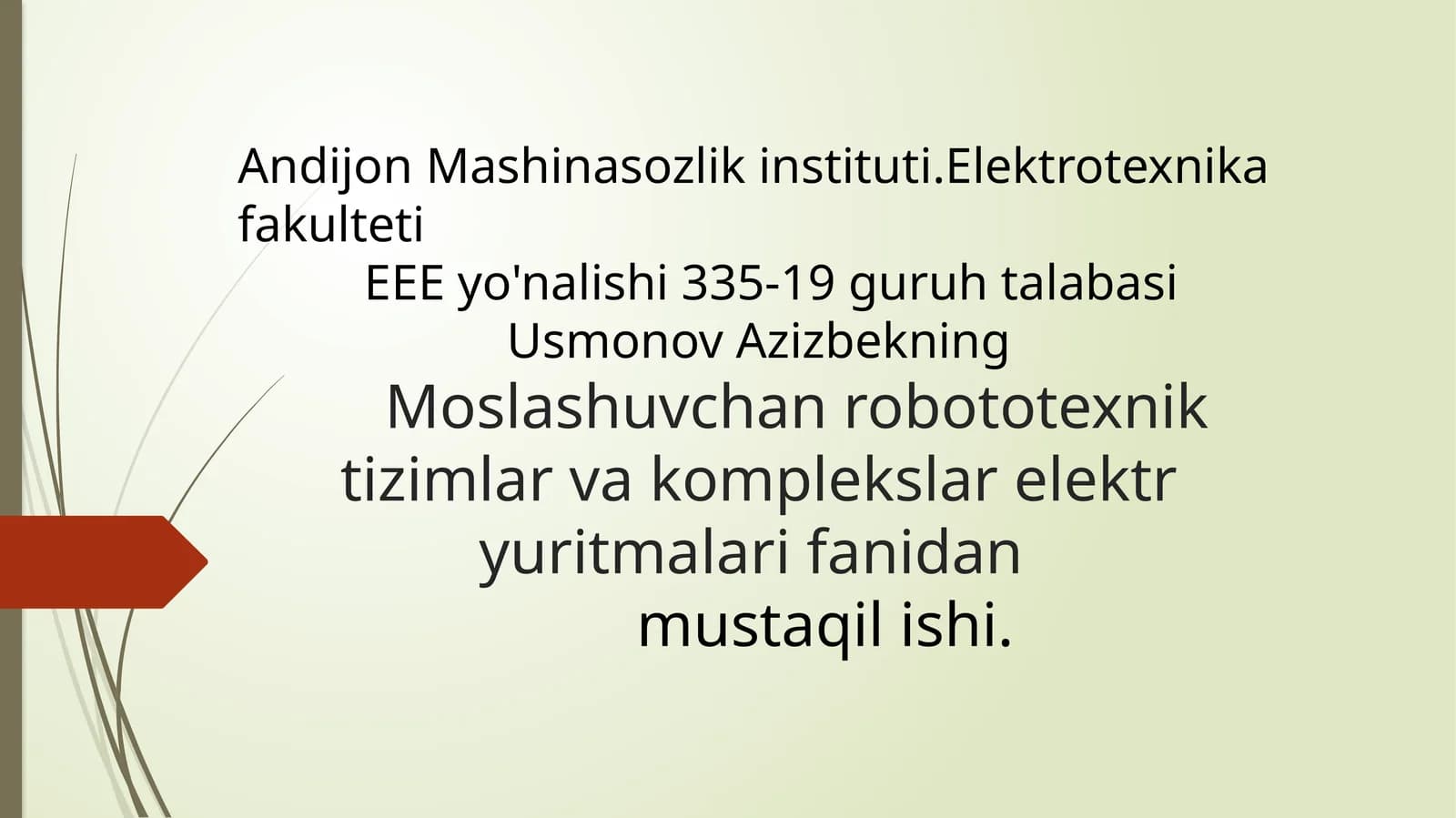 Elektrotexnika fakulteti EEE yo'nalishi
