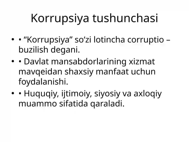 Korrupsiya tushunchasi