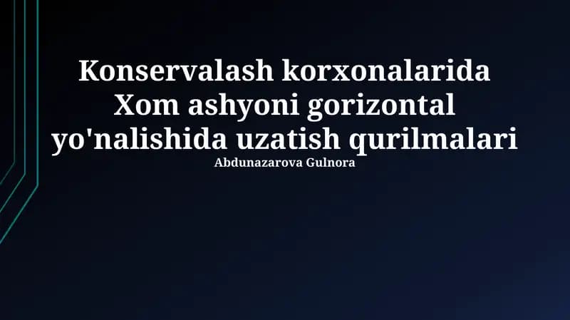 Xom ashyoni gorizontal yo'nalishida uzatish qurilmalari