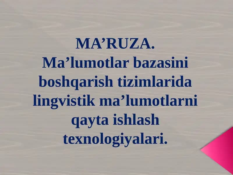 Ma’lumotlar bazasi boshqarish tizimlari