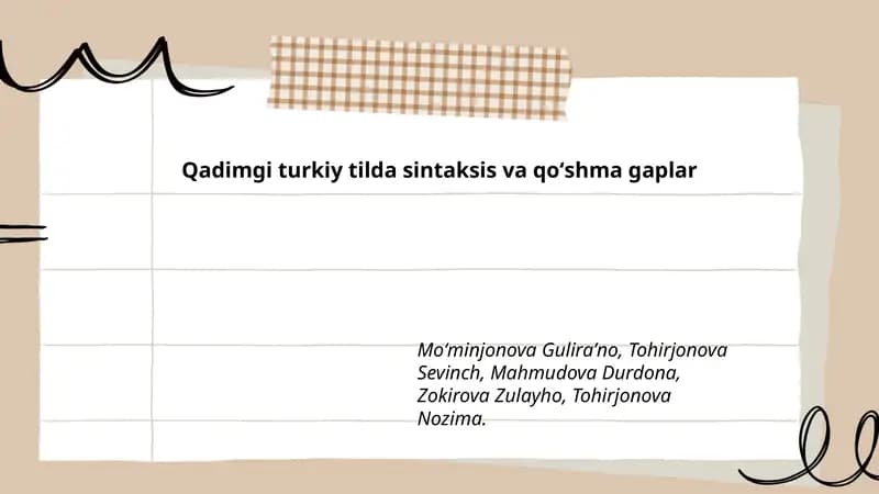 Qadimgi turkiy tilda sintaksis va qoʻshma gaplar