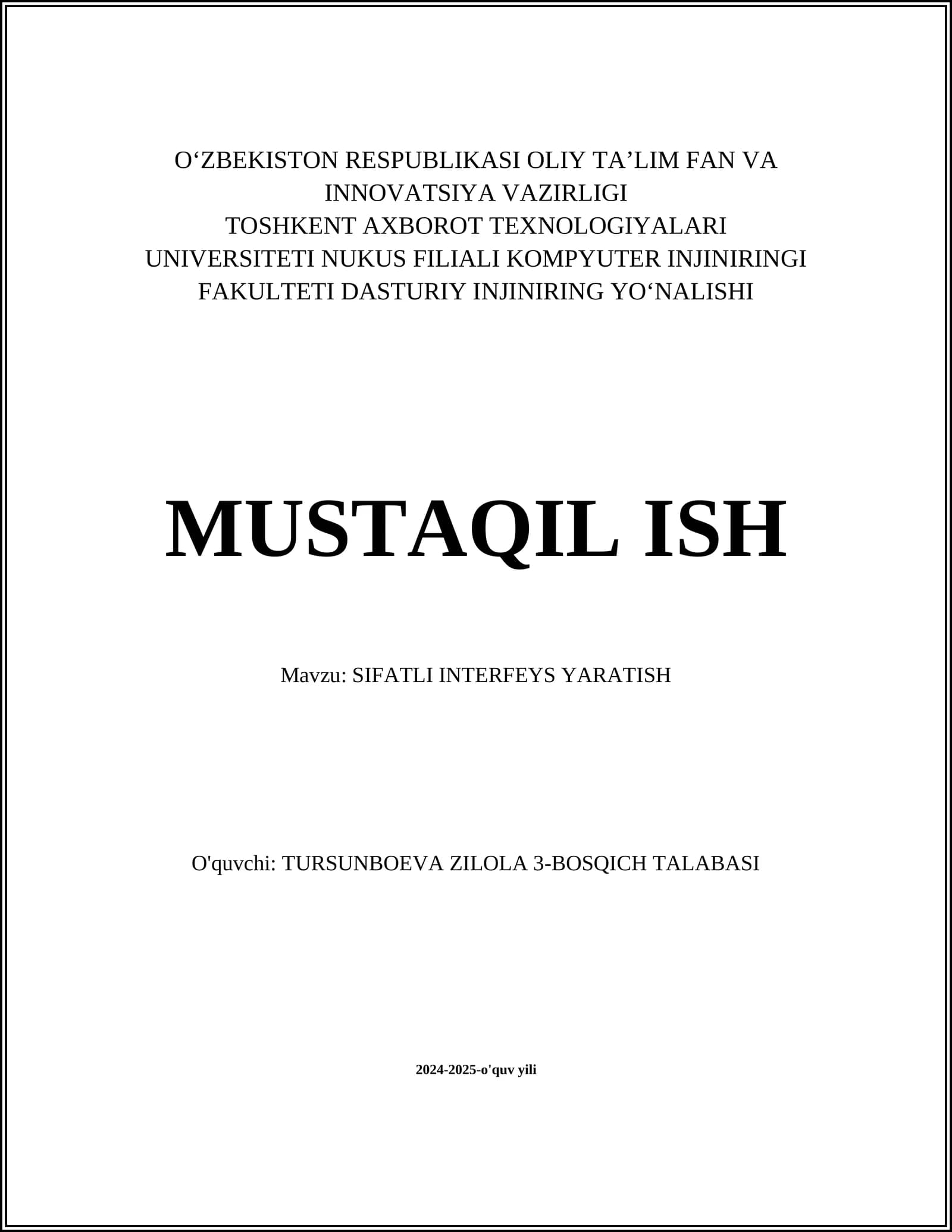 SIFATLI INTERFEYS YARATISH