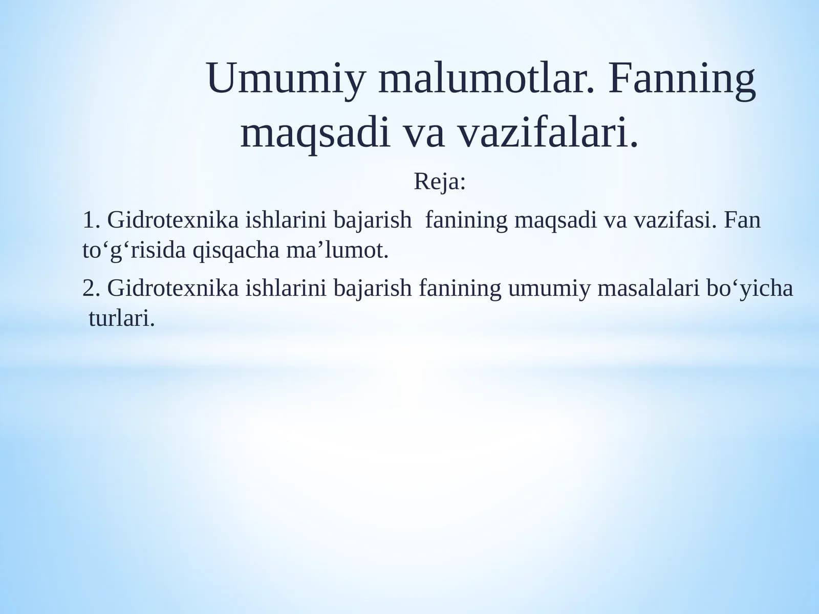 Gidrotexnika ishlari