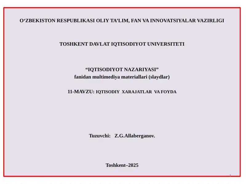 Iqtisodiyot Nazariyasi
