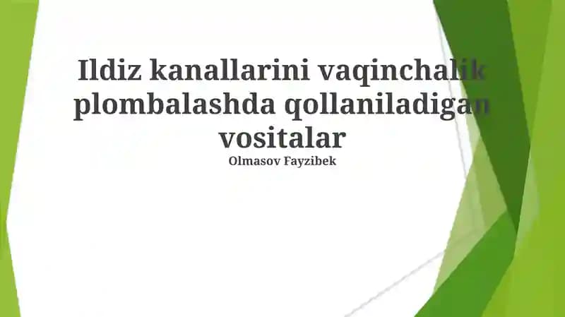 Ildiz kanallarini vaqinchalik plombalashda qollaniladigan vositalar