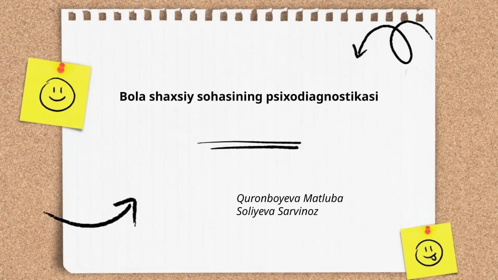 Bola shaxsiy sohasining psixodiagnostikasi
