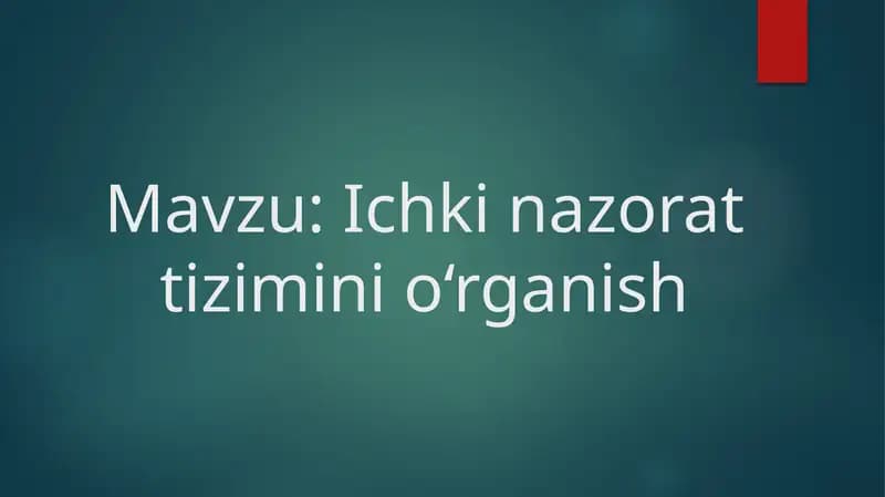 Ichkinazorattizimini o'rganish