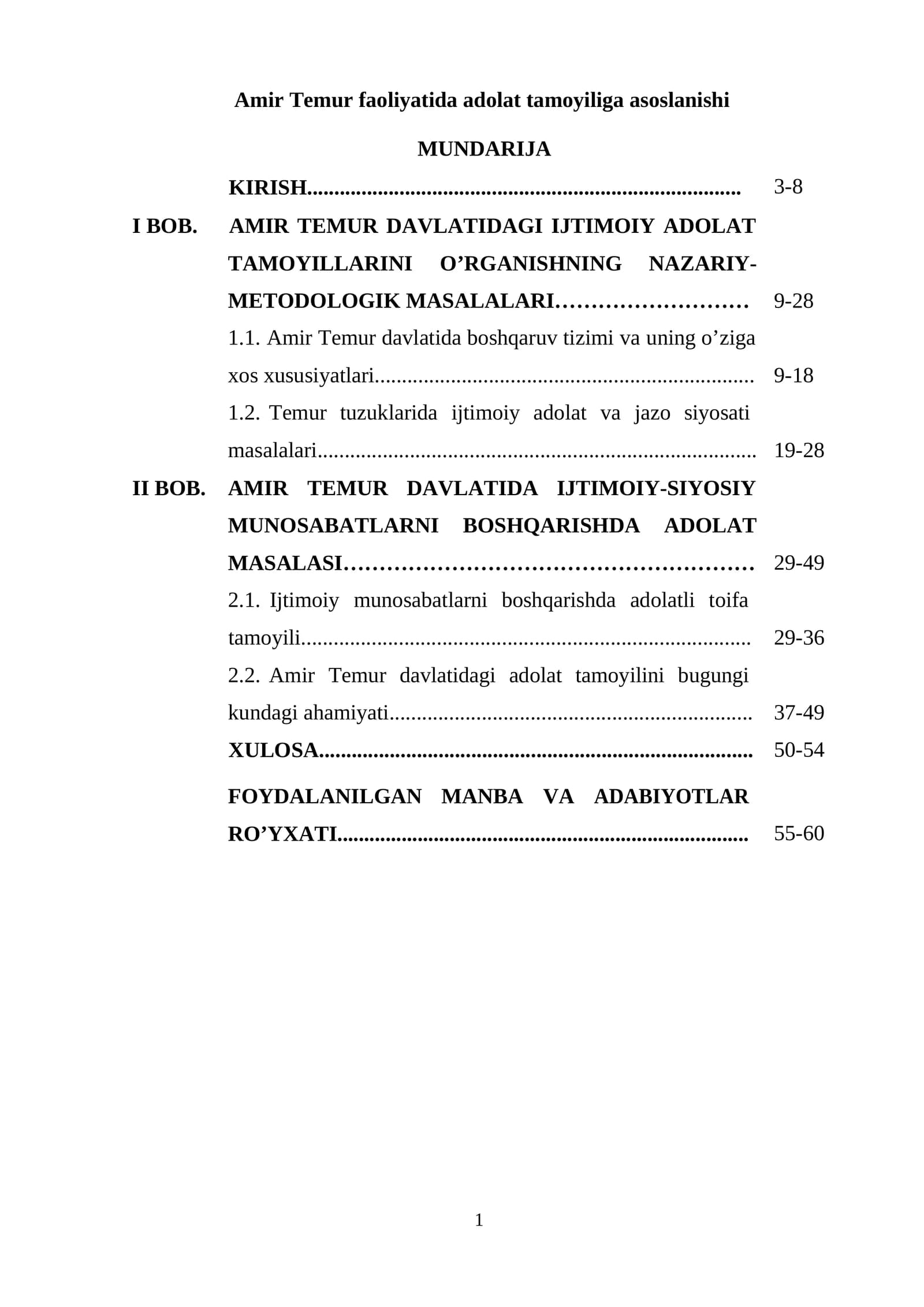Amir Temur faoliyatida adolat tamoyiliga asoslanishi