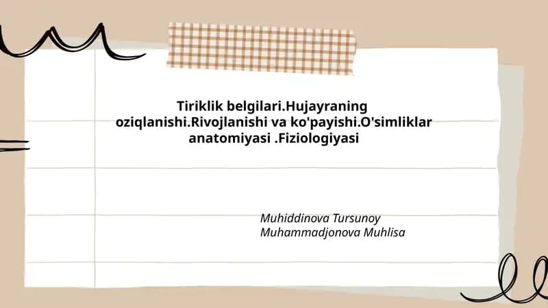 Tiriklik belgilari va ularning biologik asoslari