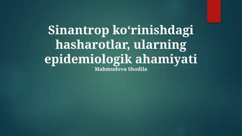Sinantropik Hashamatlar: Ta'rif va Tarqalish