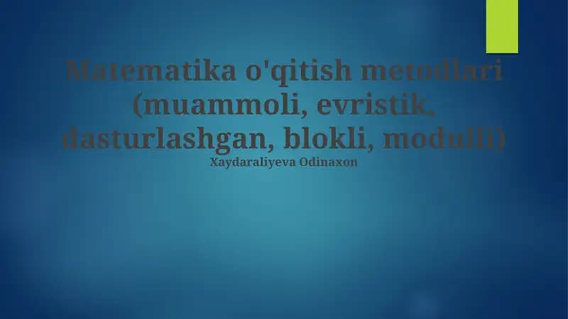Matematika o'qitish metodlari