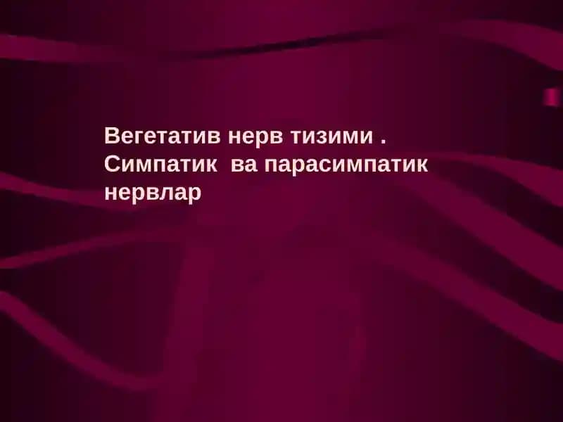 Вегетатив нерв тизими. Симпатик ва парасимпатик нервлар