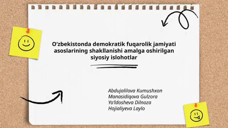 Oʻzbekistonda demokratik fuqarolik jamiyati asoslarining shakllanishi amalga oshirilgan siyosiy islohotlar