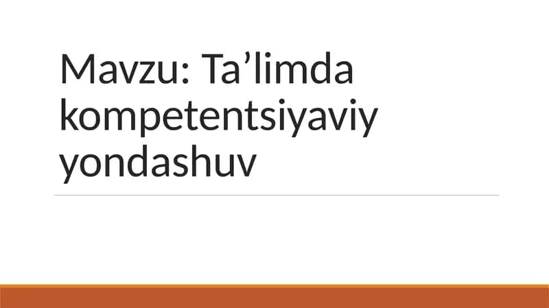 Ta'limda kompetensiyaviy yondashuv