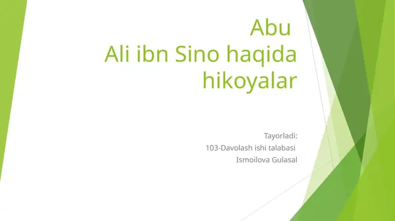AbuAli ibn Sino haqida hikoyalar