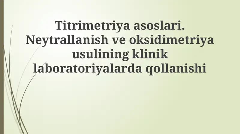Titrimetriya asoslari
