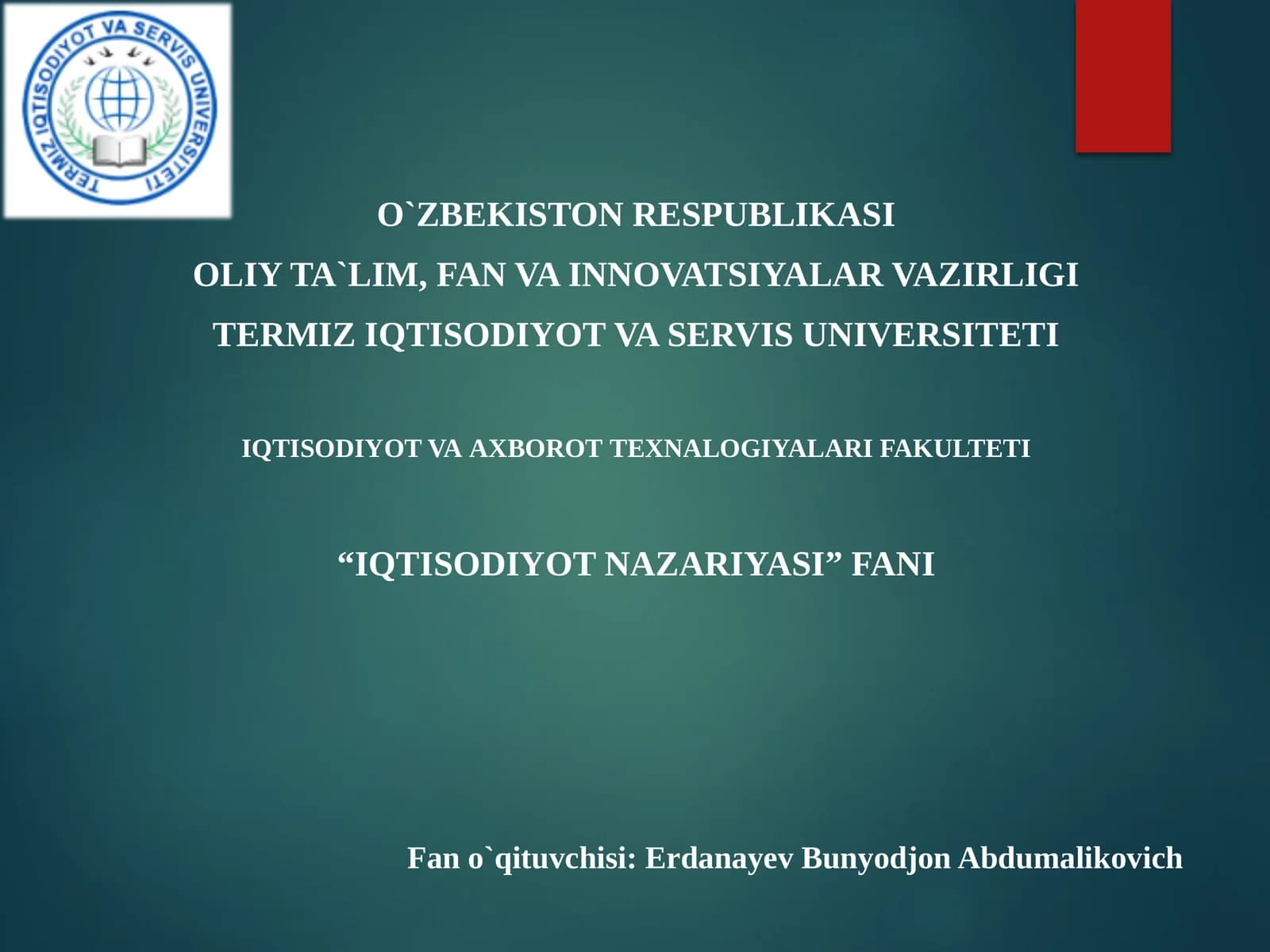 IQTISODIYOT NAZARIYASI