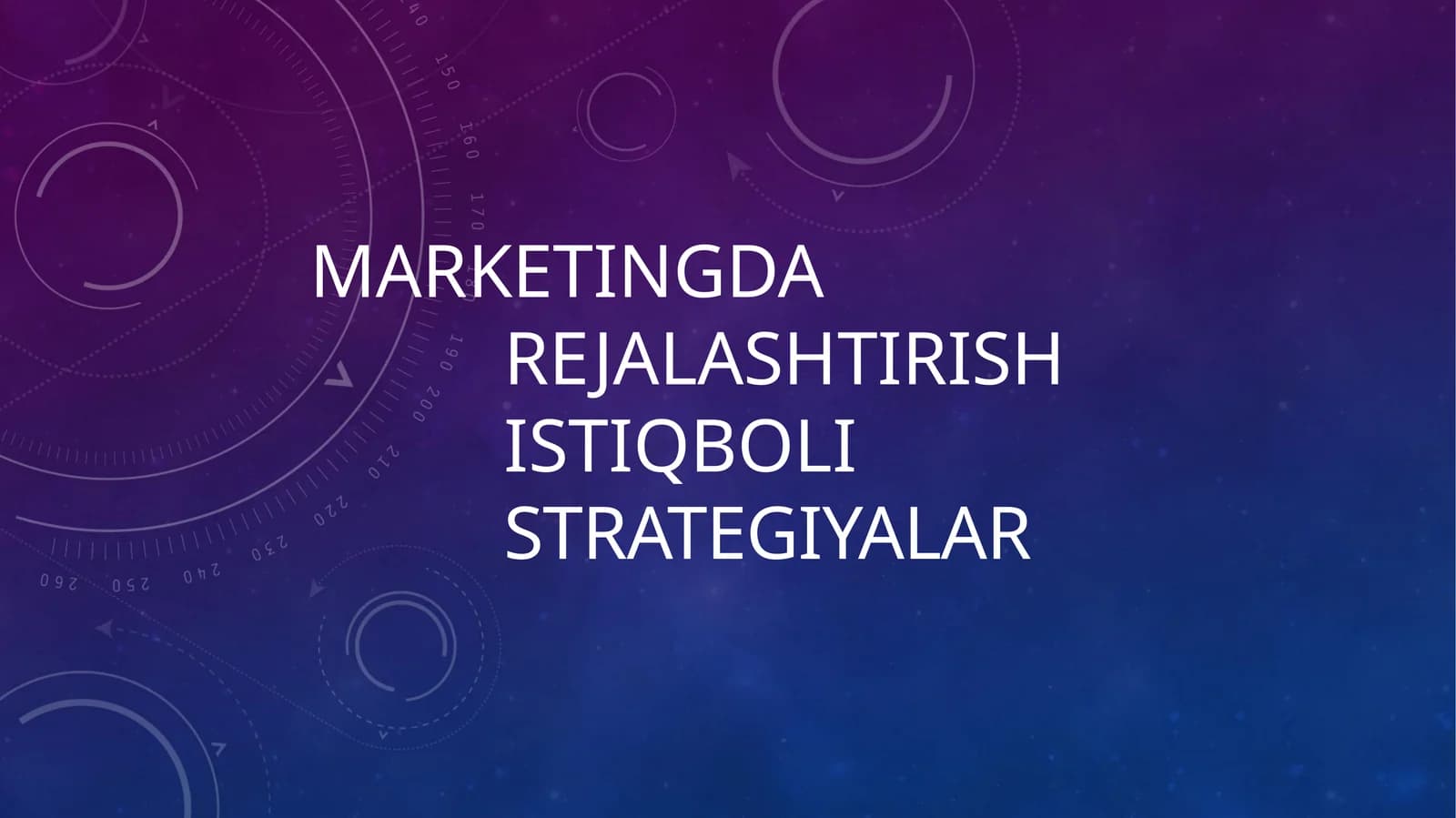 Marketingda rejalashtirish; istiqboli strategiyalar.