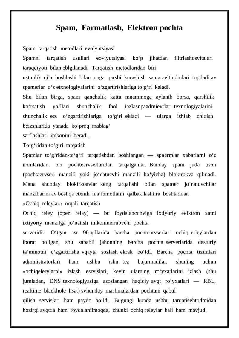 Spam tarqatish mеtodlari evolyutsiyasi
