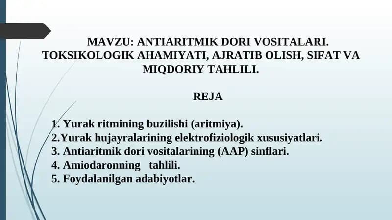 ANTIARITMIK DORI VOSITALARI