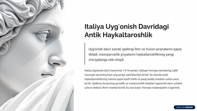 Italiya Uygʻonish Davridagi Antik Haykaltaroshlik