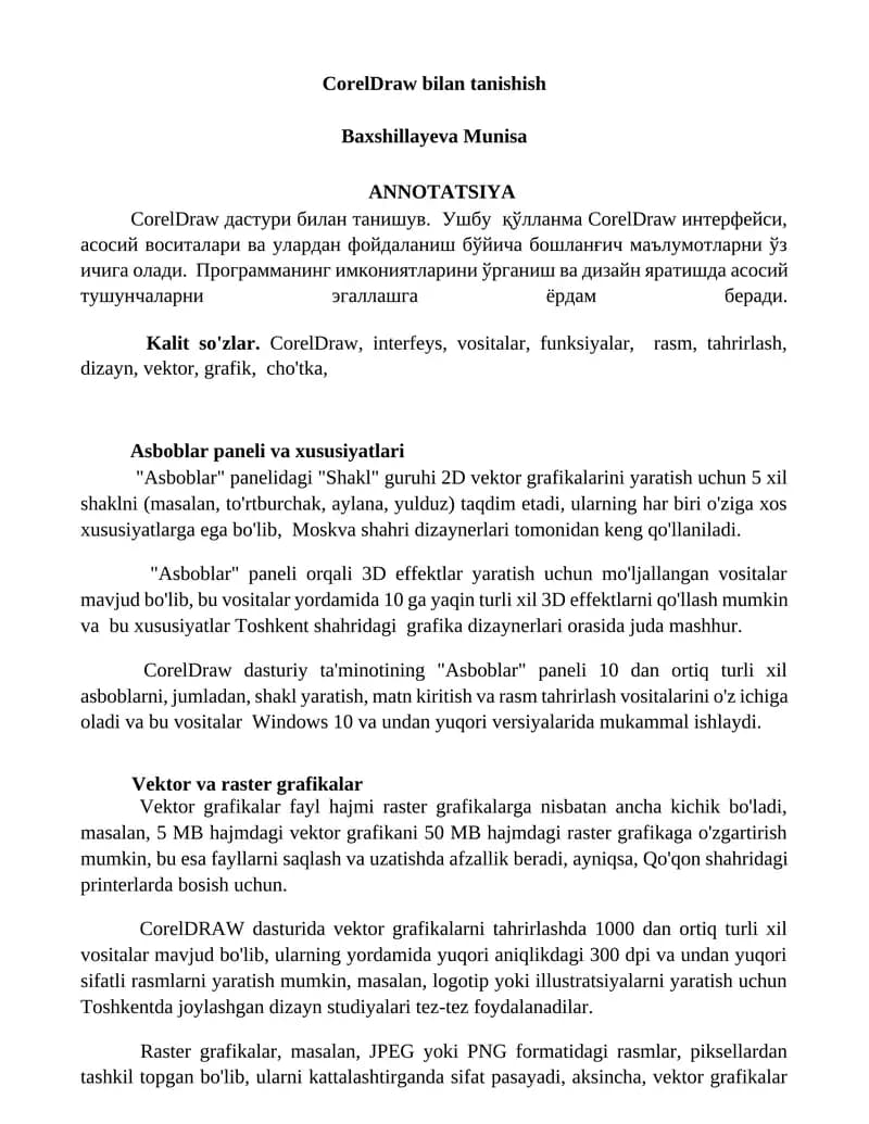 CorelDraw bilan tanishish