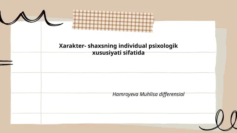 Xarakter va shaxsiyat