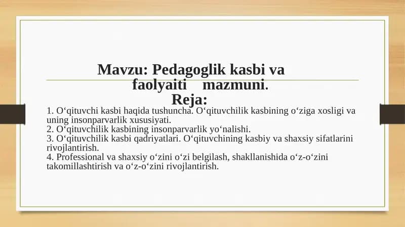 Pedagoglik kasbi vafaolyai