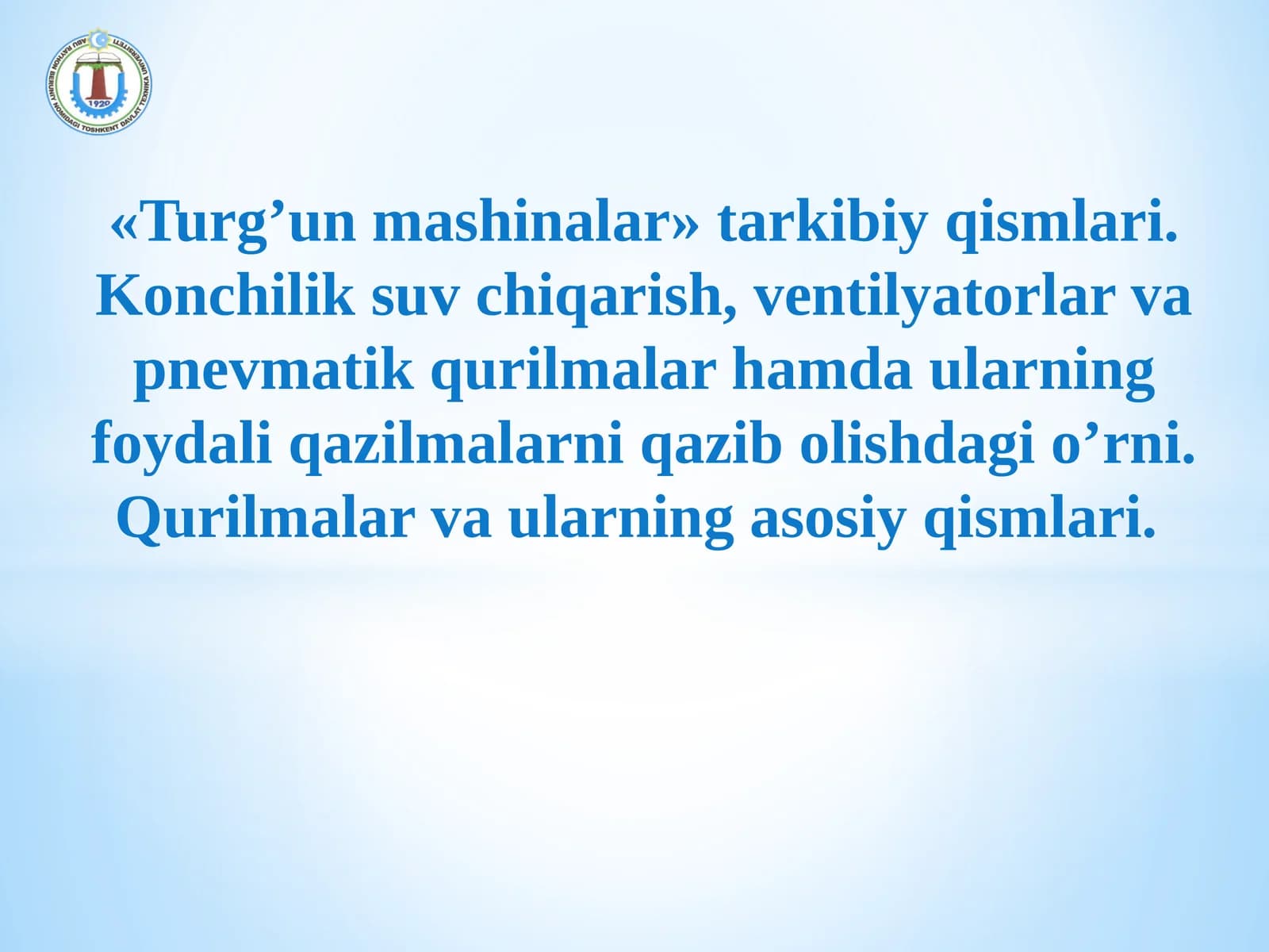 «Turg’un mashinalar» tarkibiy qismlari