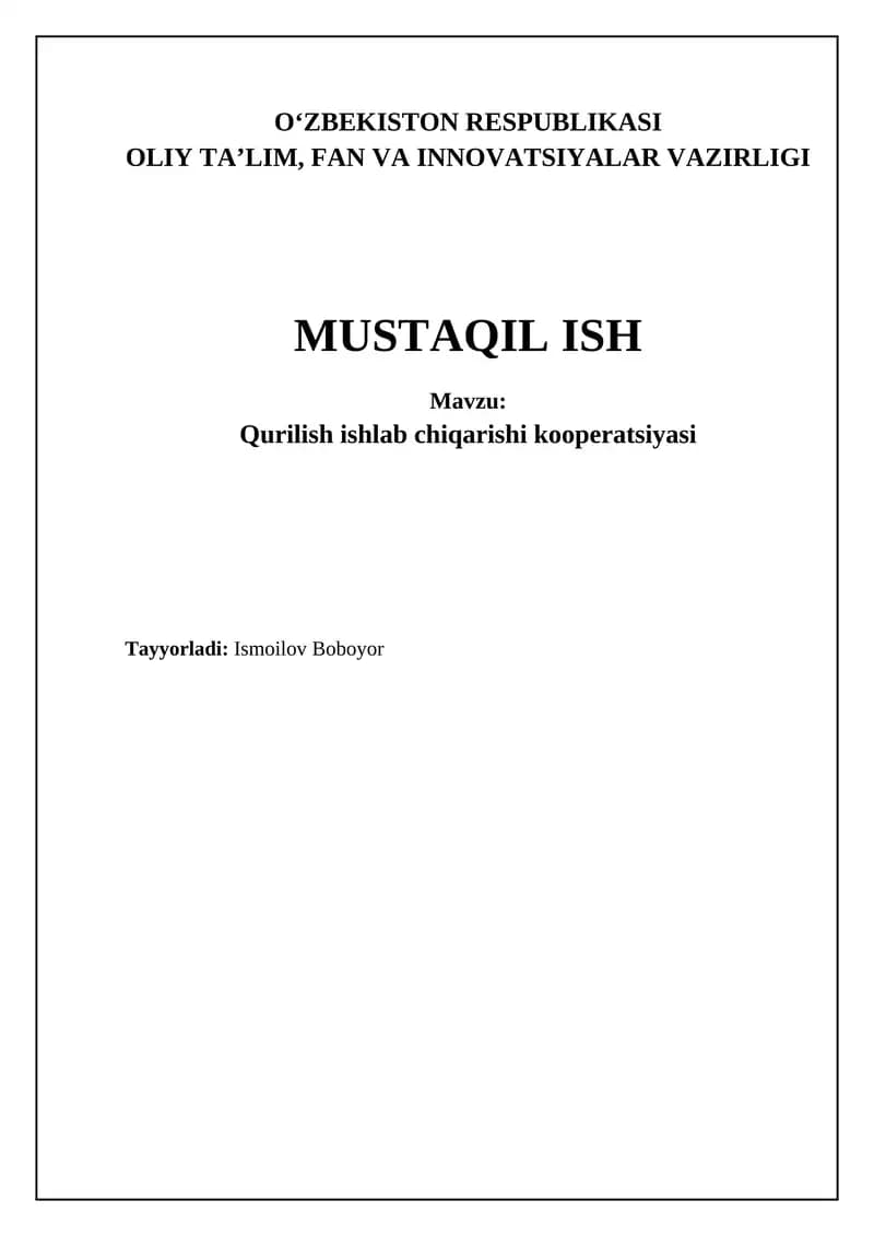 Qurilish ishlab chiqarishi kooperatsiyasi
