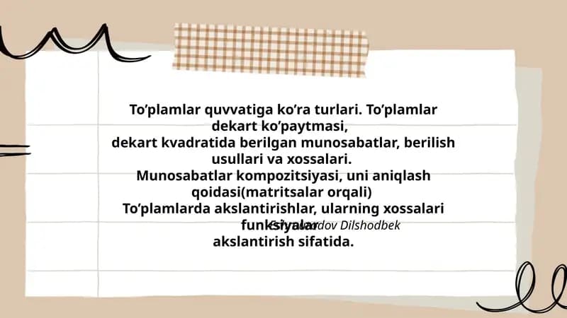 To’plamlar quvvatiga ko’ra turlari