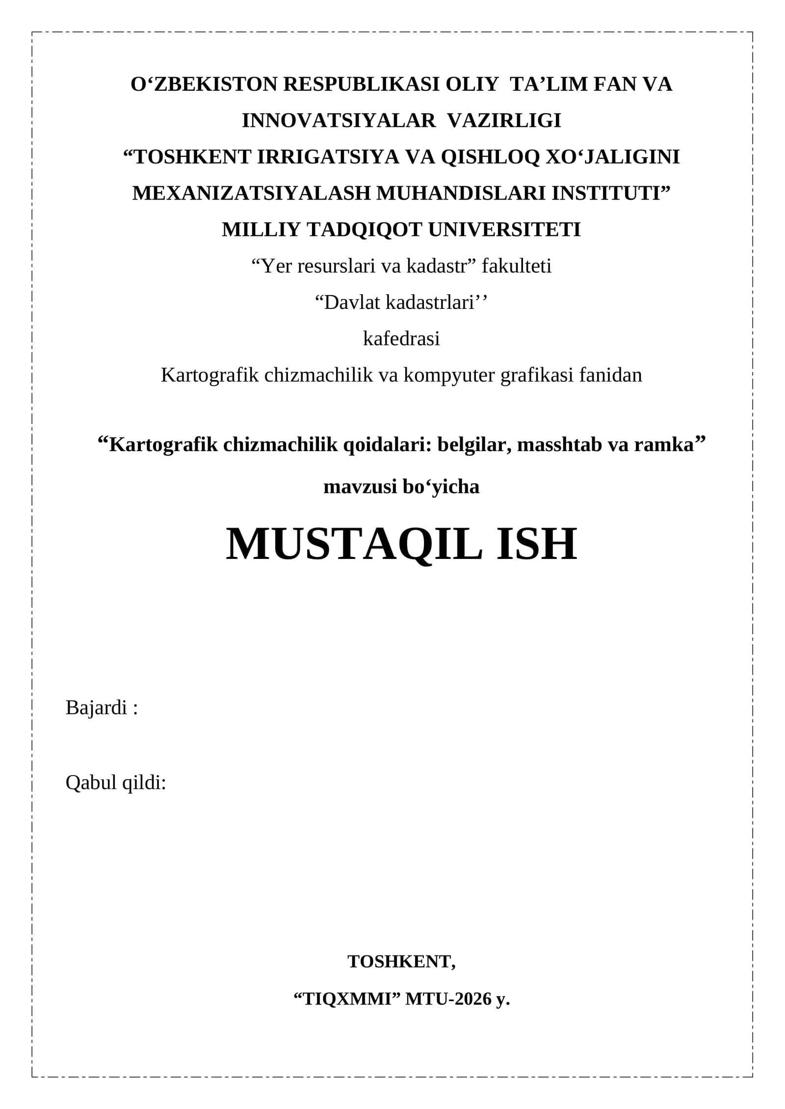 Kartografik chizmachilik qoidalari belgilar, masshtab va ramka