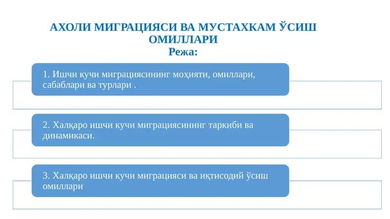 Халқаро ишчи кучи миграцияси сабаблари ва асосий тушунчалари