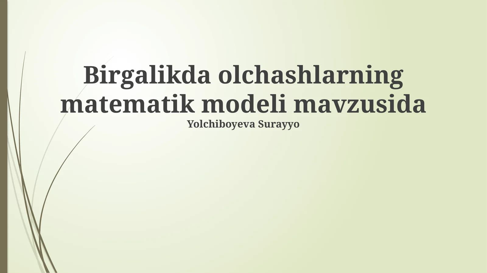 Olchashlarning matematik modeli