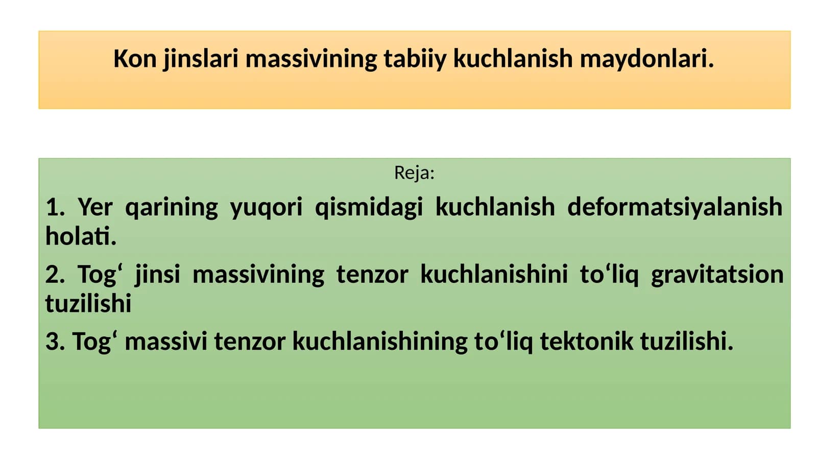 Konjinslarimassivining tabiiy kuchlanish maydonlari